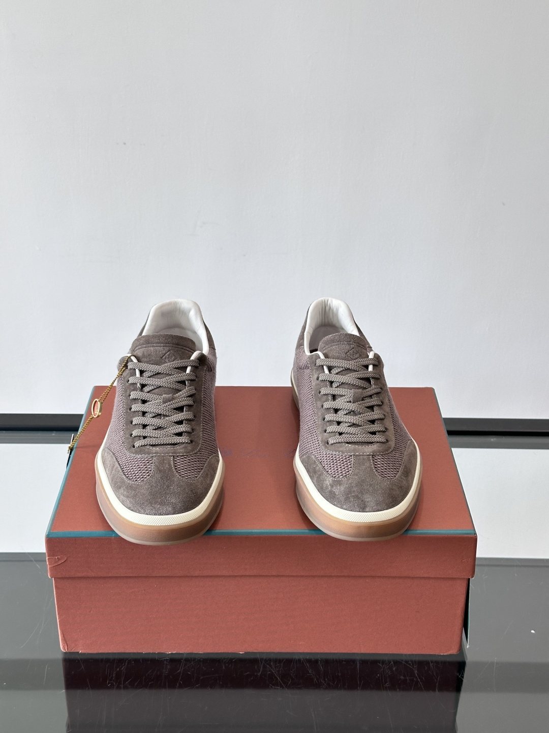 Loro Piana Black Cream Sole Sneakers — front