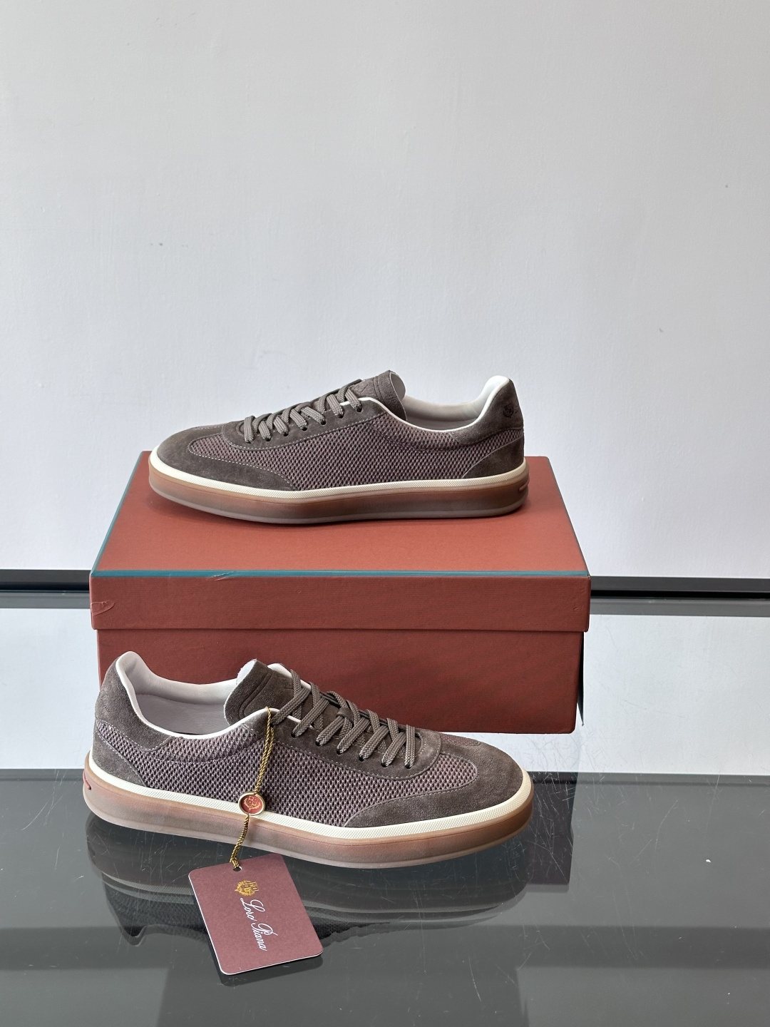 Loro Piana Black Cream Sole Sneakers — side