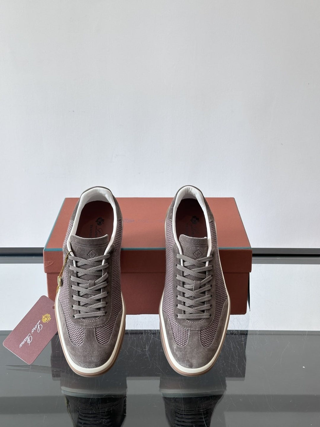 Loro Piana Black Cream Sole Sneakers — front