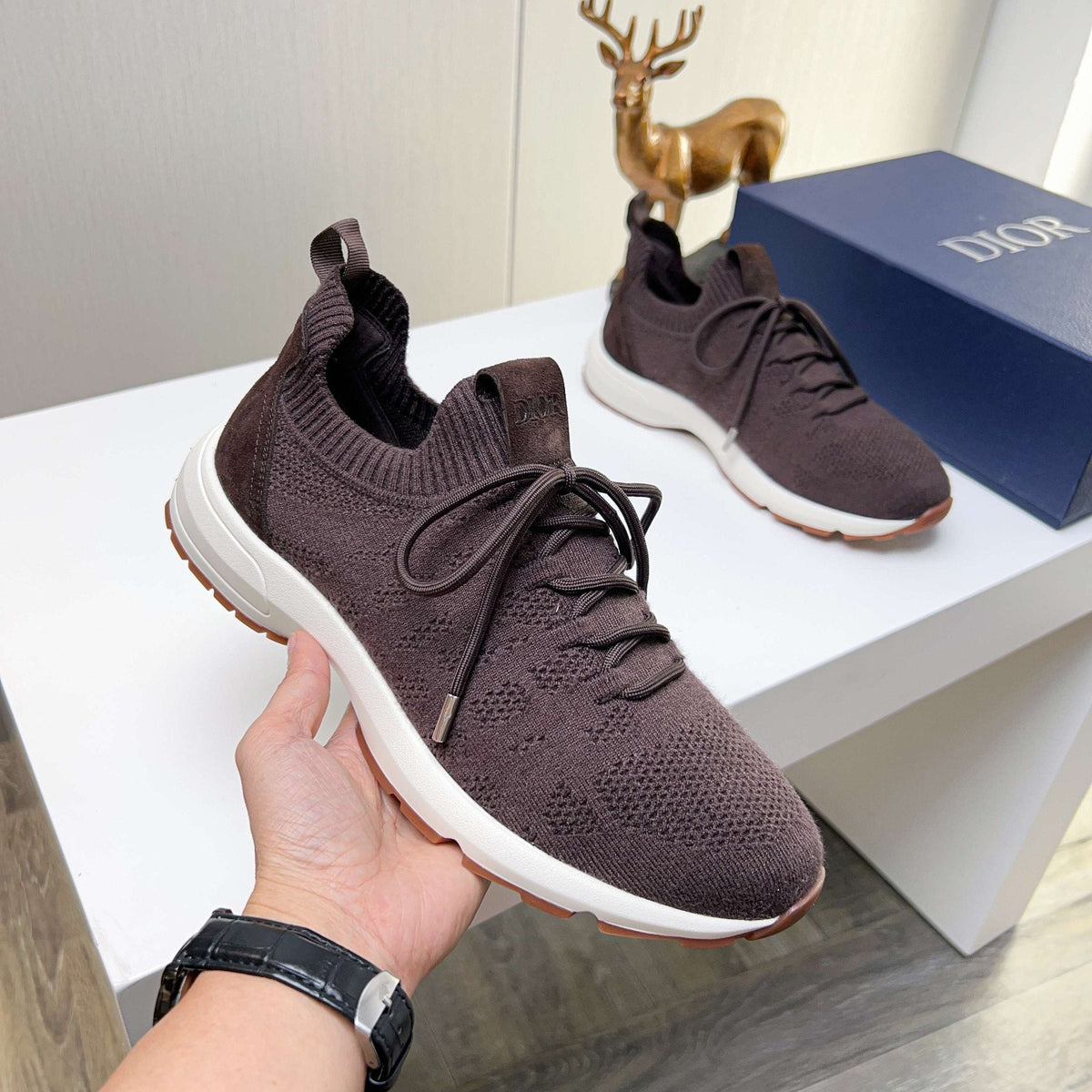 Dior Knit Lace-Up Sneakers — side
