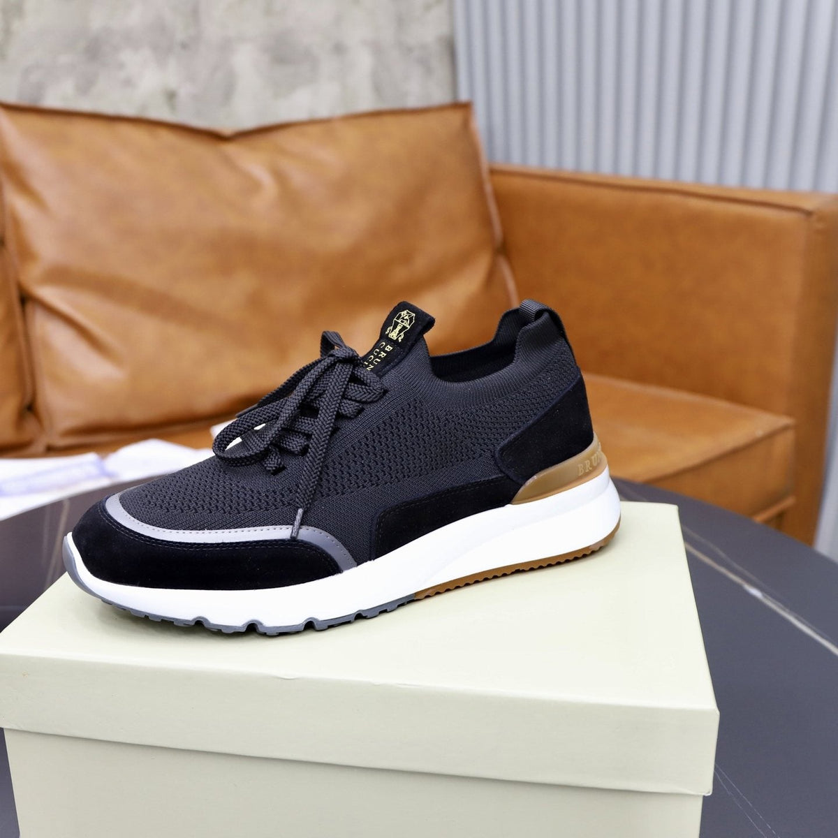 Brunello Cucinelli Knit Low-Top Sneakers — side