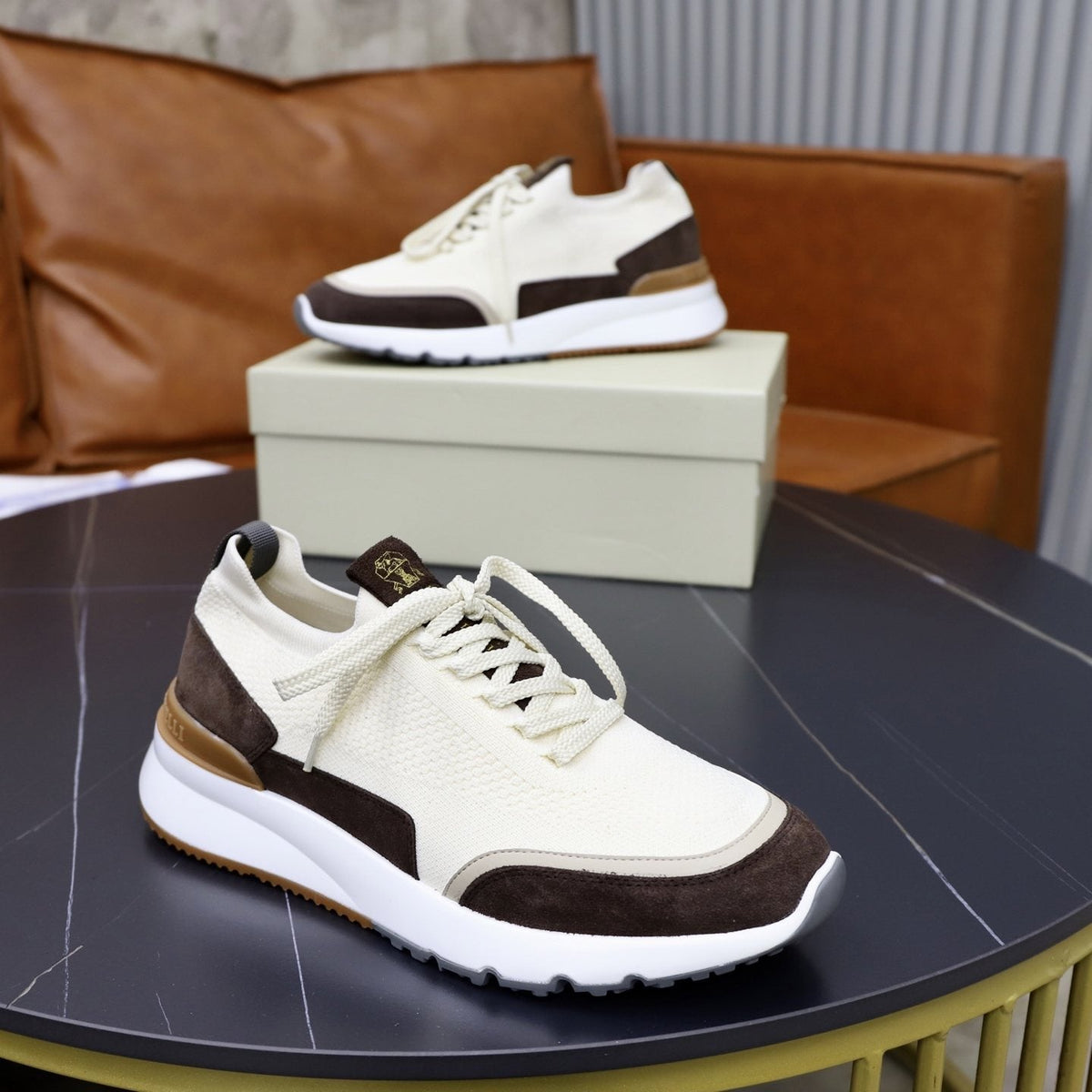 Brunello Cucinelli Knit Low-Top Sneakers — side