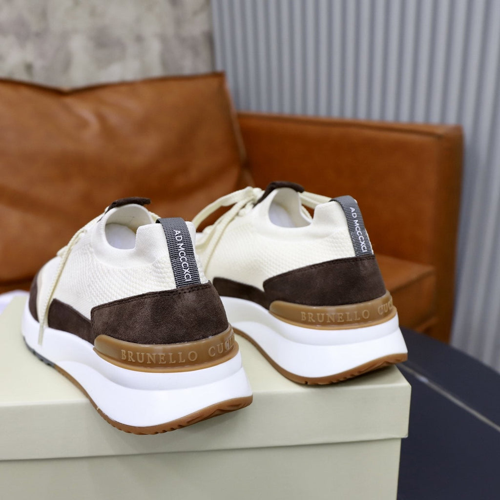 Brunello Cucinelli Knit Low-Top Sneakers — back