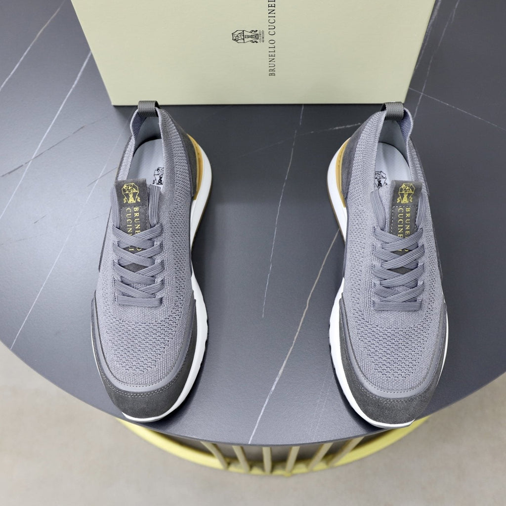 Brunello Cucinelli Knit Low-Top Sneakers — front