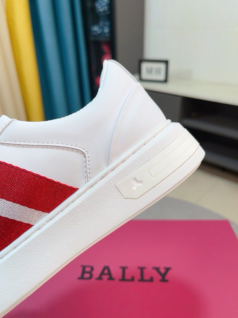BALLY White Red Stripe Sneakers — detail