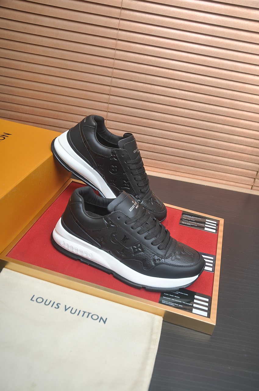 Louis Vuitton Black and White Low-Top Sneakers — side