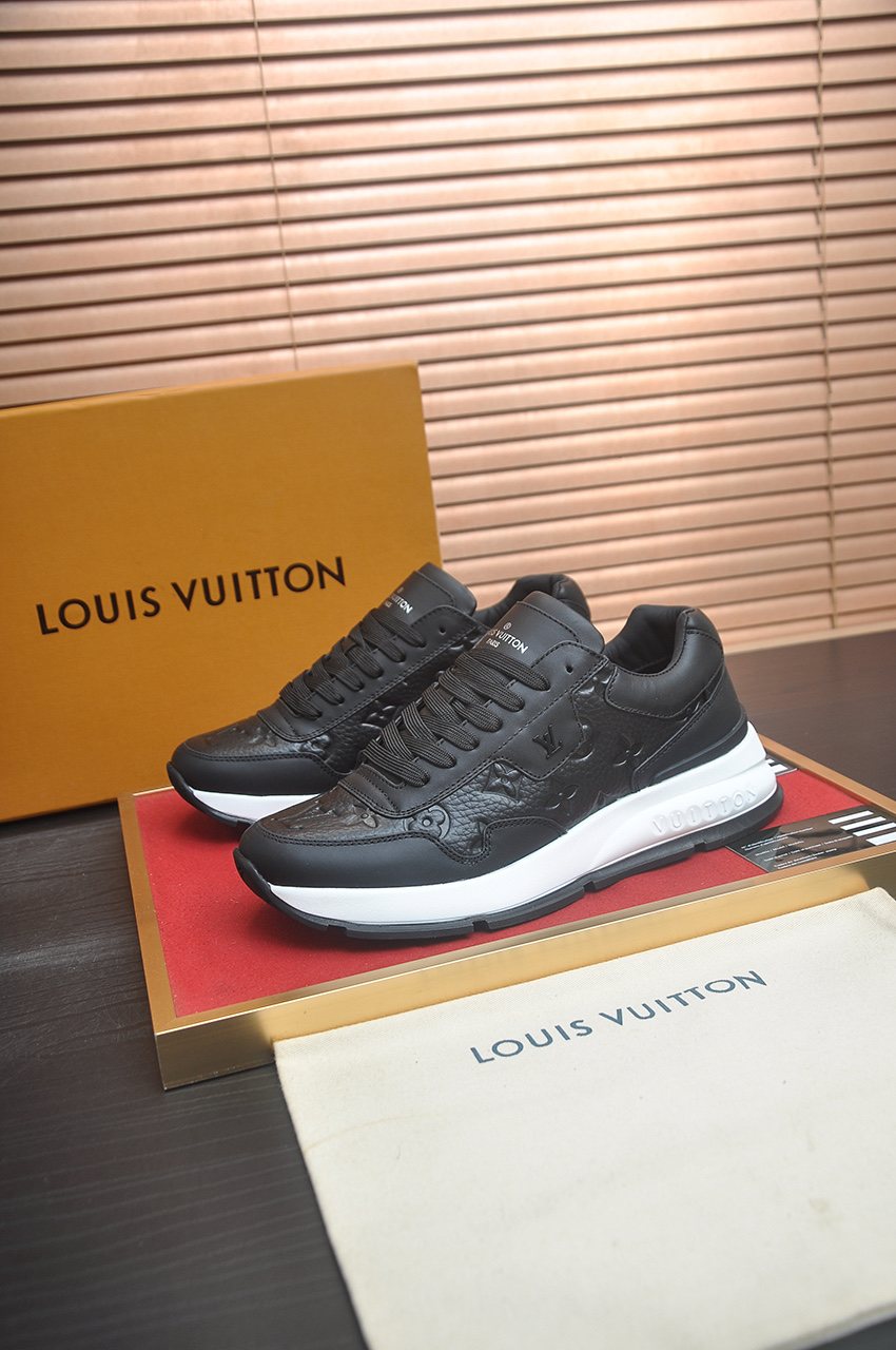 Louis Vuitton Black and White Low-Top Sneakers — front