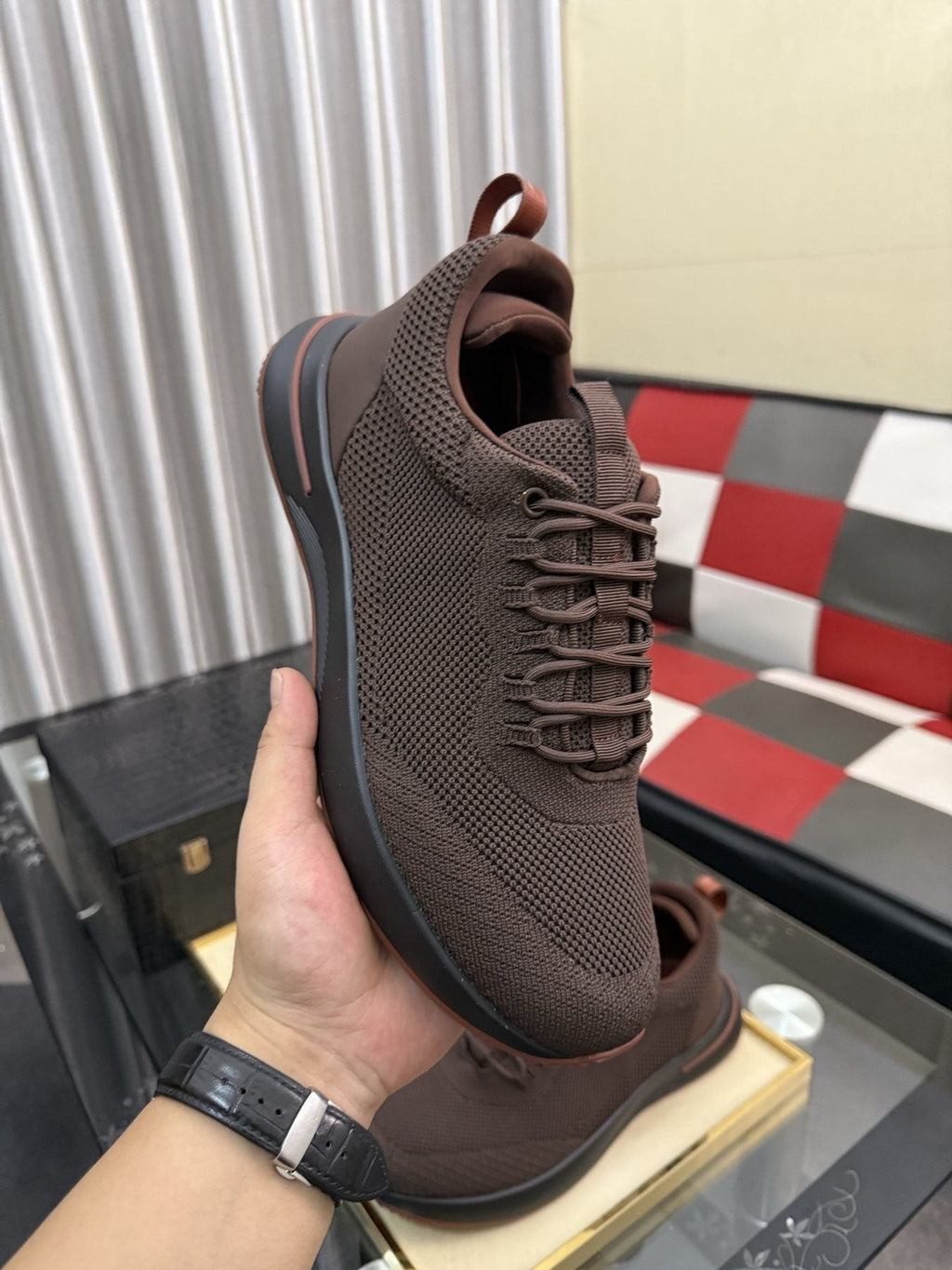 Mesh Lace-Up Low-Top Sneakers — front