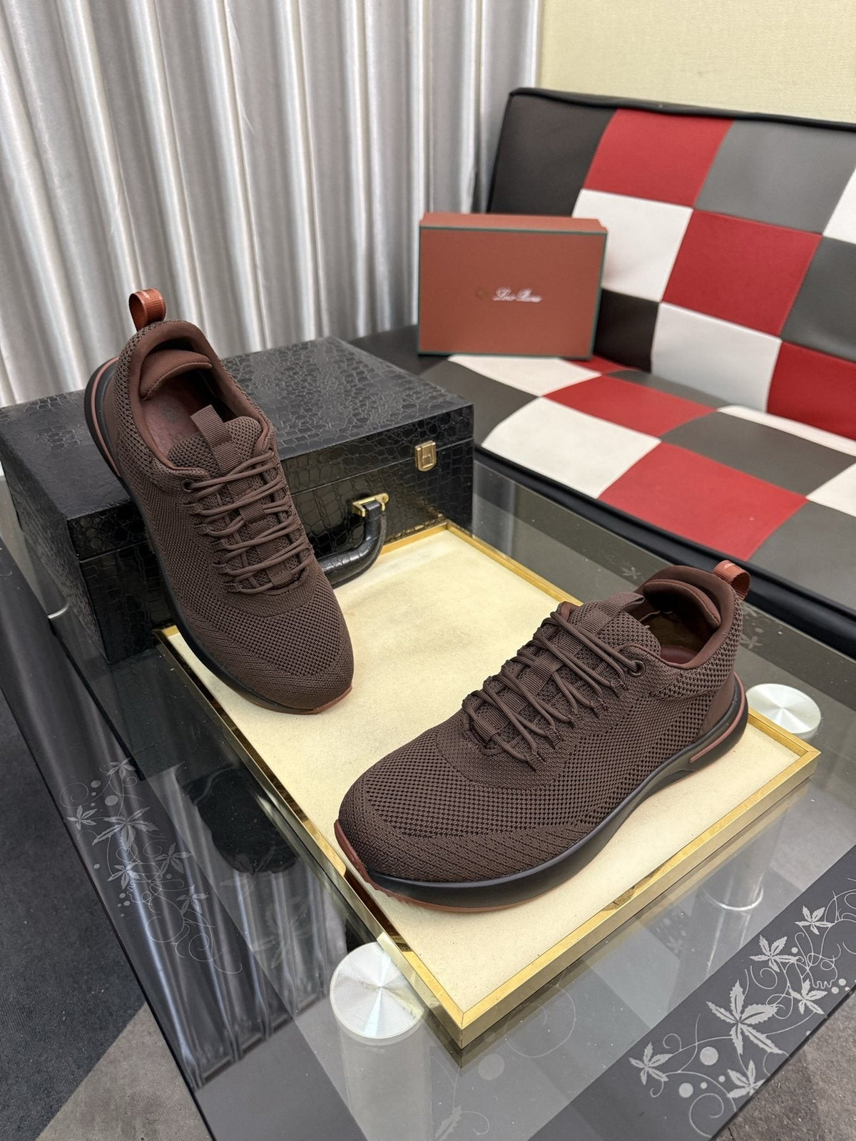 Mesh Lace-Up Low-Top Sneakers — front