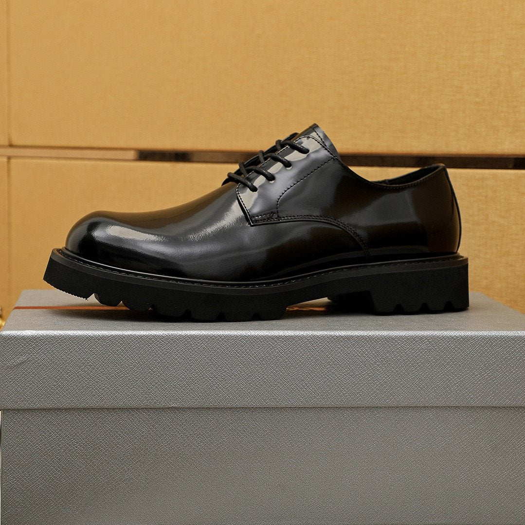 PRADA Glossy Lug Sole Derby Shoes — side