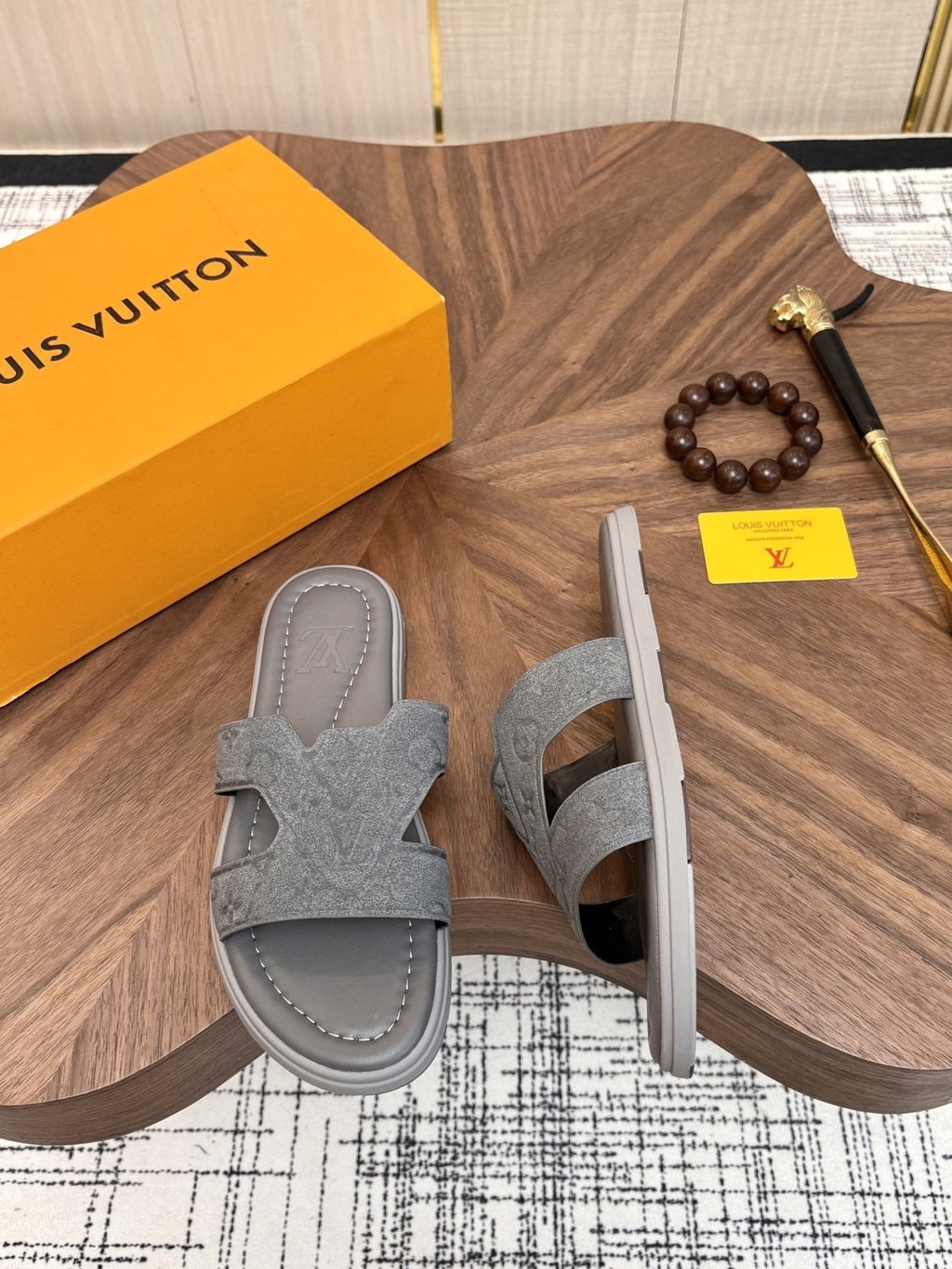 Louis Vuitton Monogram H-Cut Slide Sandals — side