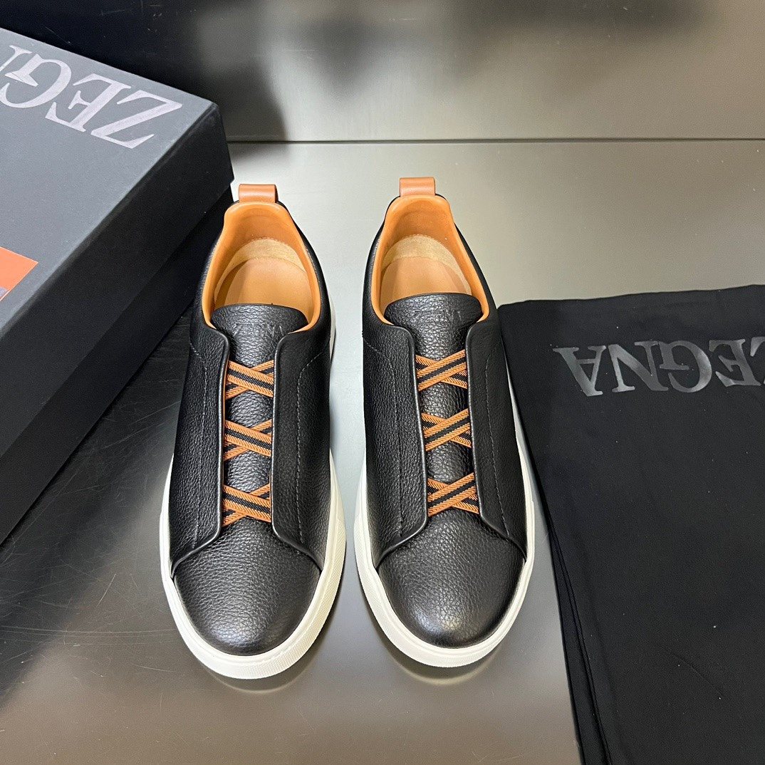 Zegna White Slip-On Sneakers — front