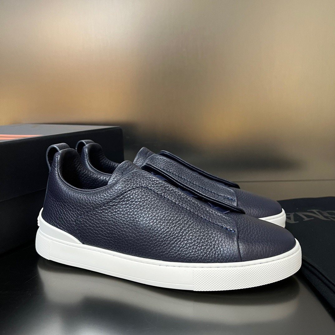 Zegna White Slip-On Sneakers — front
