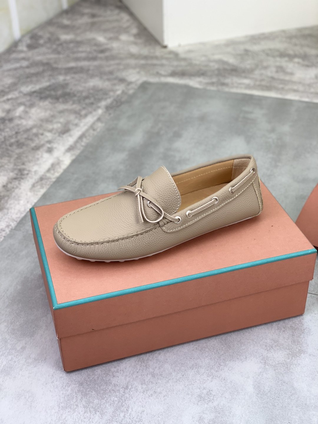 Loro Piana Beige Bow Moccasin Loafers — side