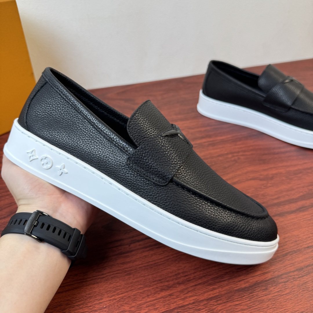 Louis Vuitton Textured Slip-On Loafers — model