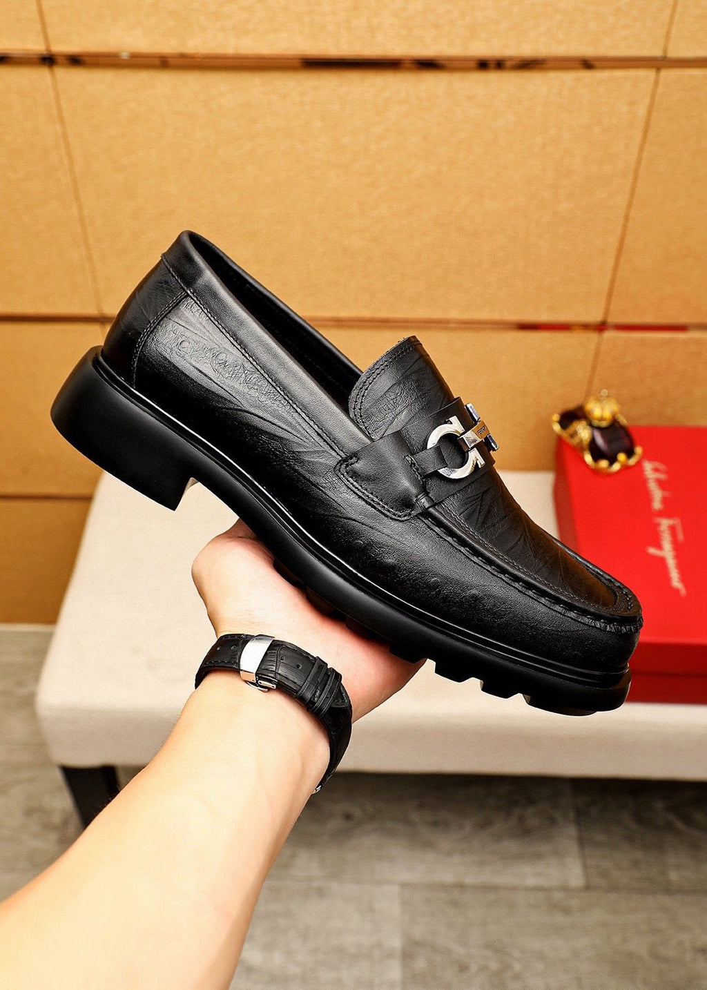 Salvatore Ferragamo Black Bit Loafers — model