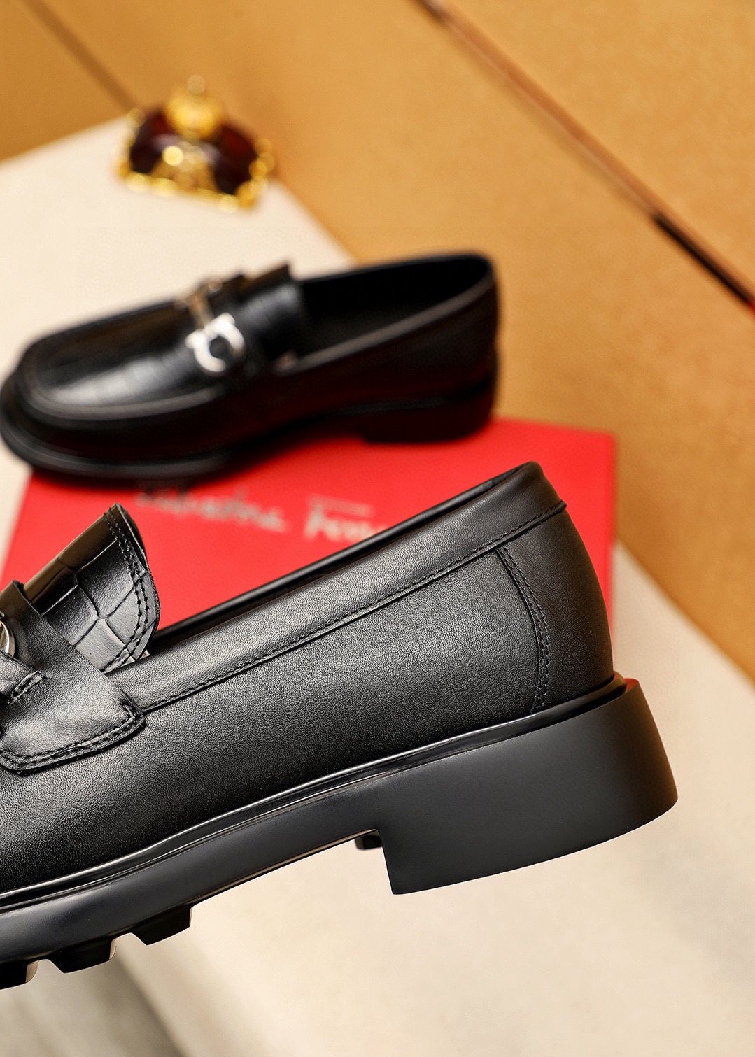 Salvatore Ferragamo Black Bit Loafers — back