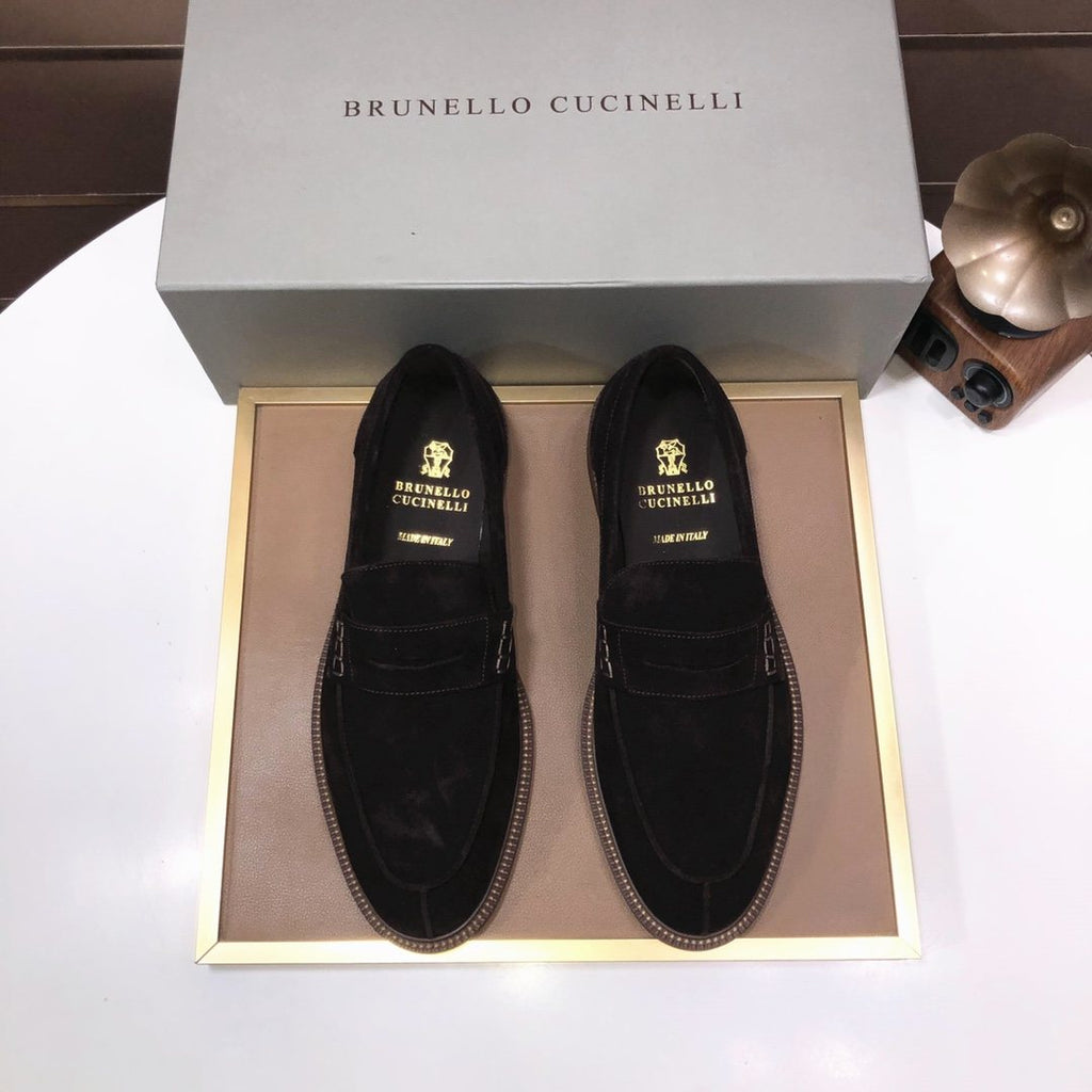 Brunello Cucinelli Suede Slip-On Loafers — front