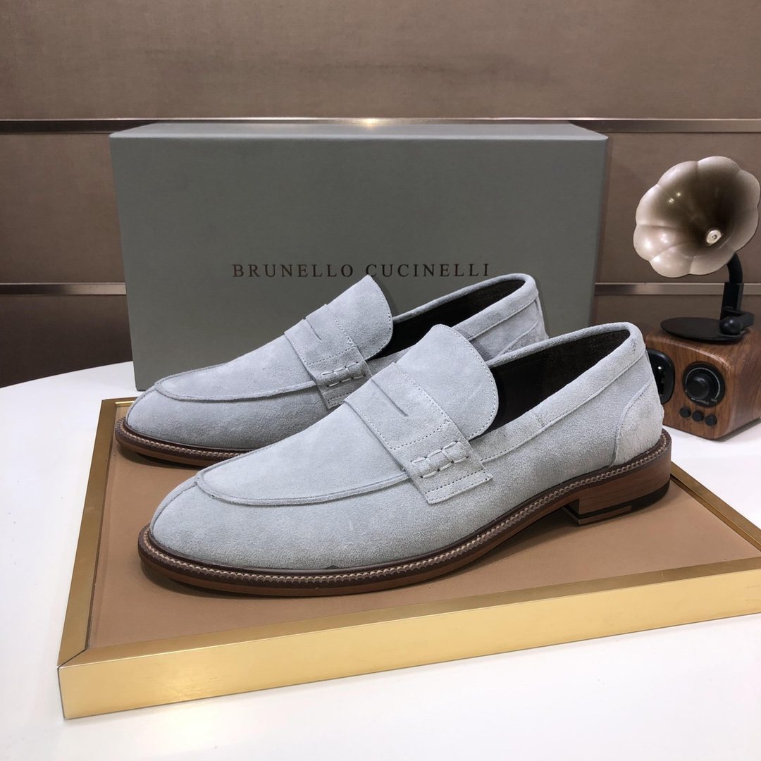 Brunello Cucinelli Suede Slip-On Loafers — side
