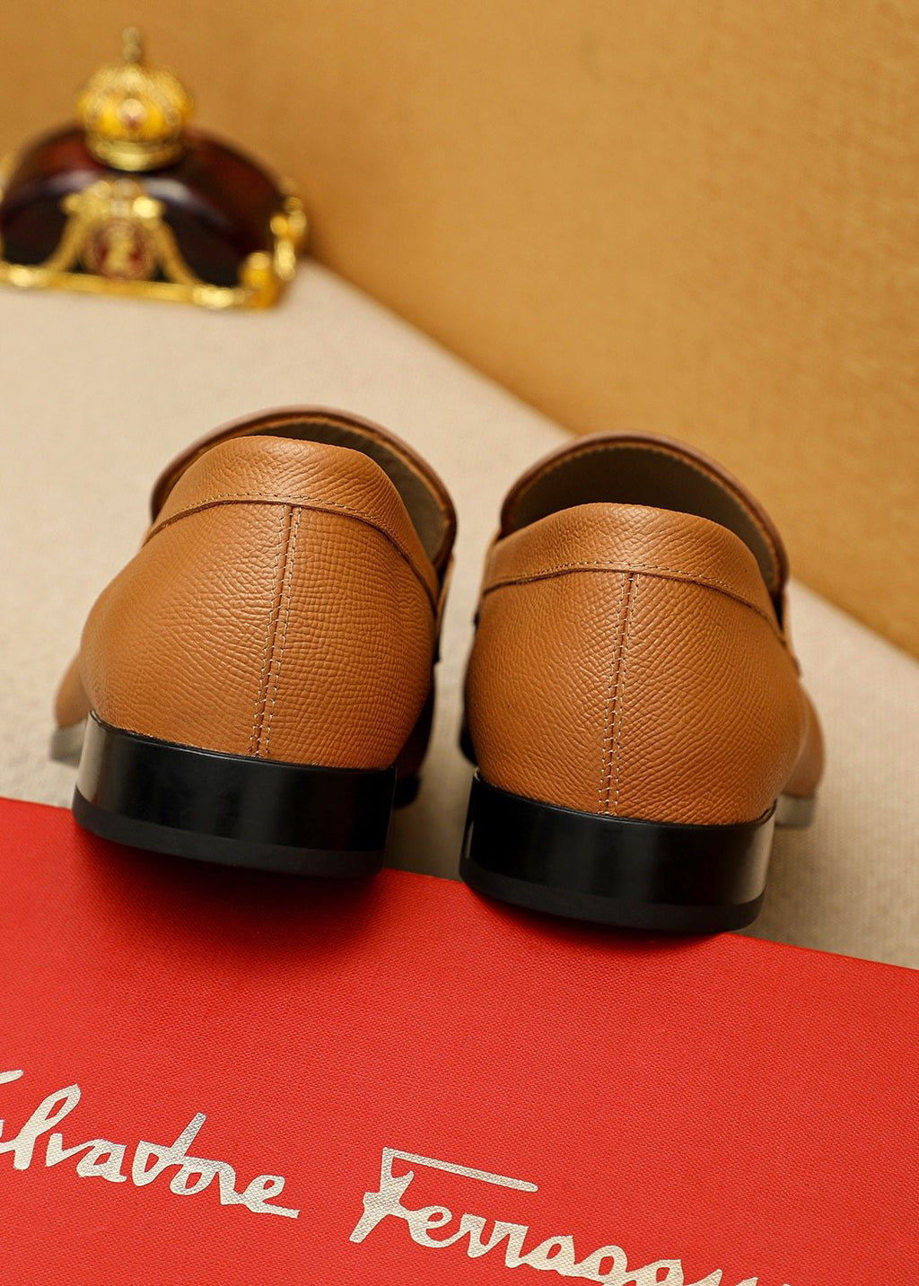 Ferragamo Textured Buckle Loafers — back