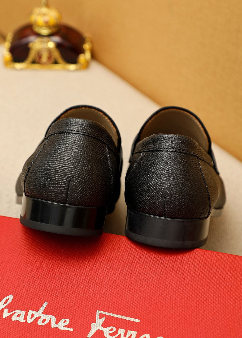 Ferragamo Textured Buckle Loafers — back