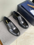 Prada Black Brogue Lace-Up Dress Shoes — front