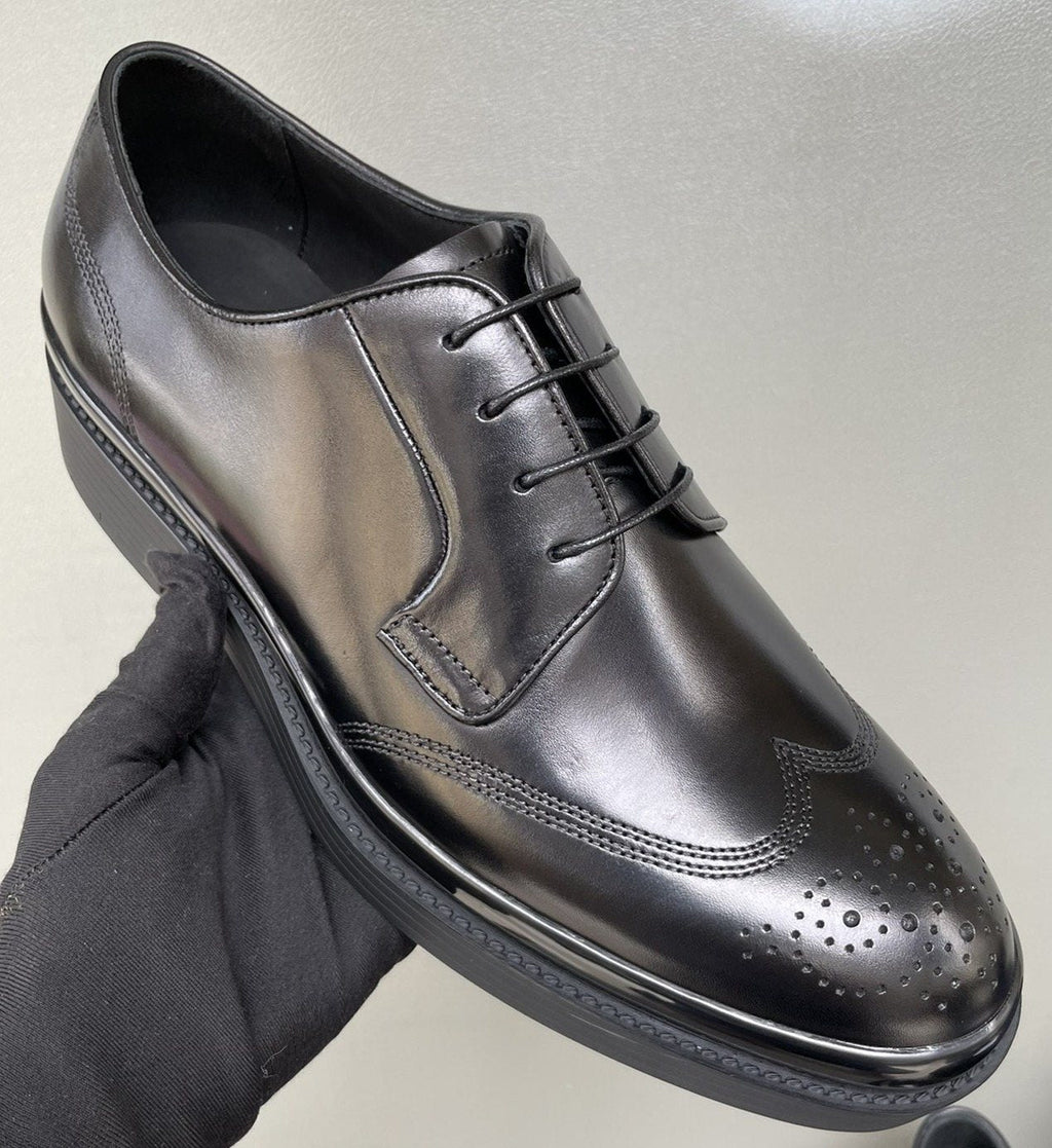 Prada Black Brogue Lace-Up Dress Shoes — hero