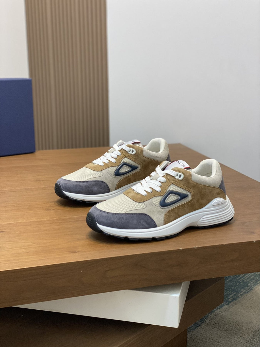 Dior Blue Accent Low-Top Sneakers — front