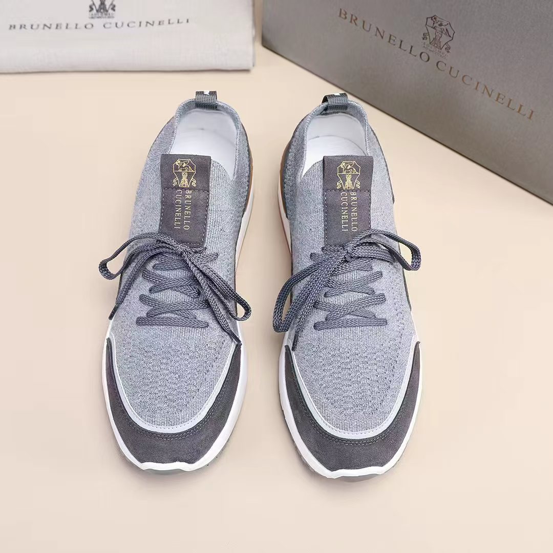 Brunello Cucinelli Knit Lace-Up Sneakers — hero