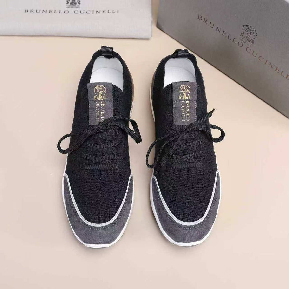 Brunello Cucinelli Knit Lace-Up Sneakers — front