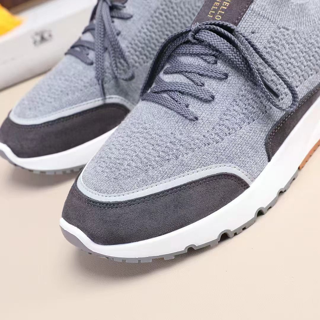 Brunello Cucinelli Knit Lace-Up Sneakers — detail