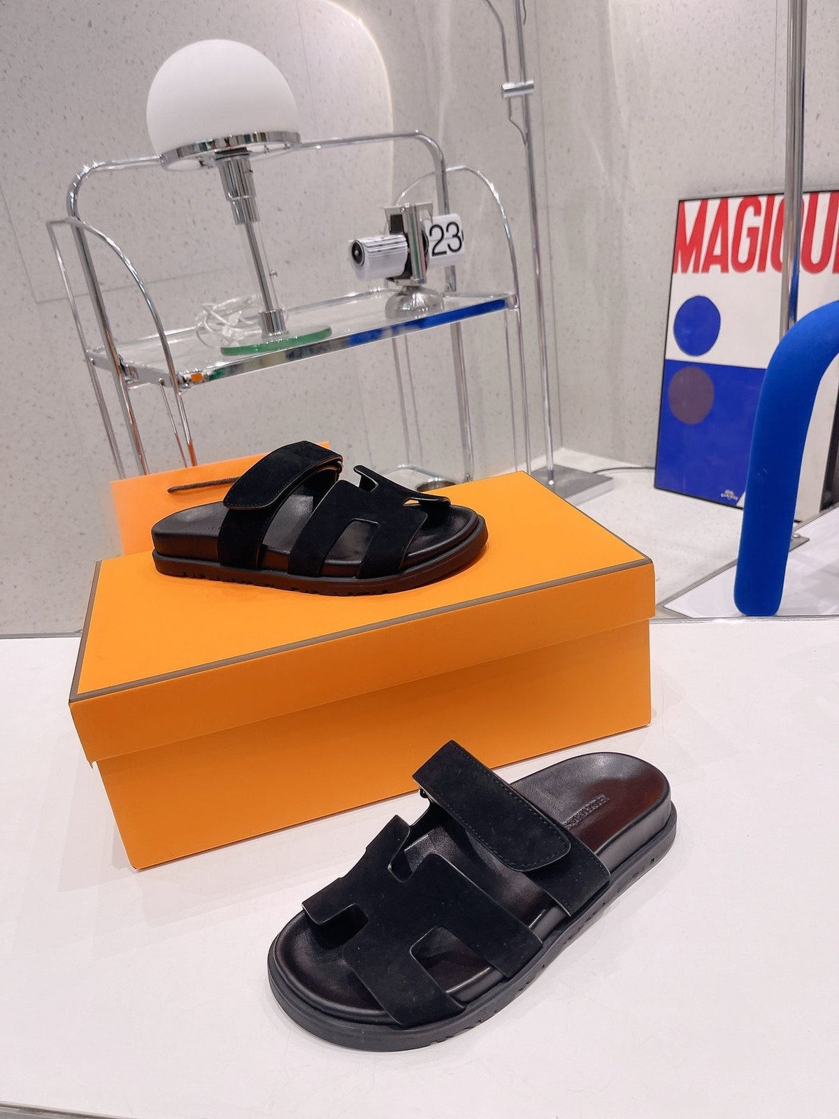Hermès H-Cutout Slide Sandals — front