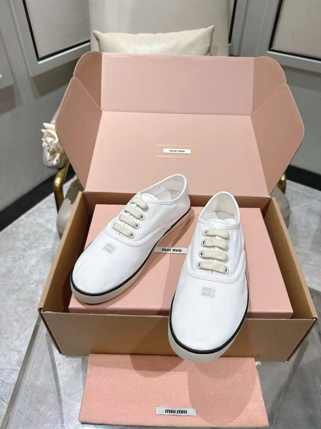 Miu Miu Low-Top Canvas Sneakers — side