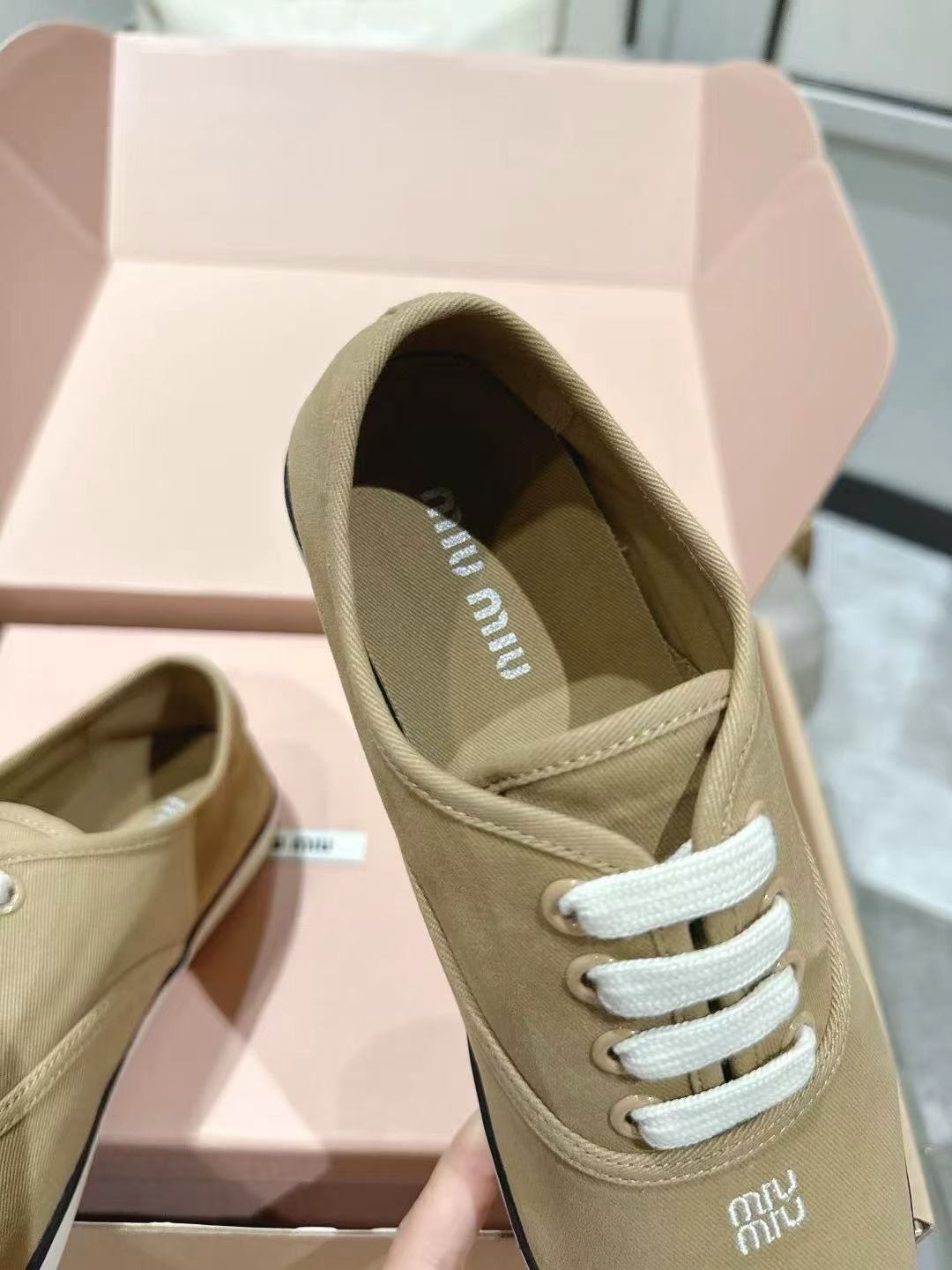 Miu Miu Low-Top Canvas Sneakers — detail