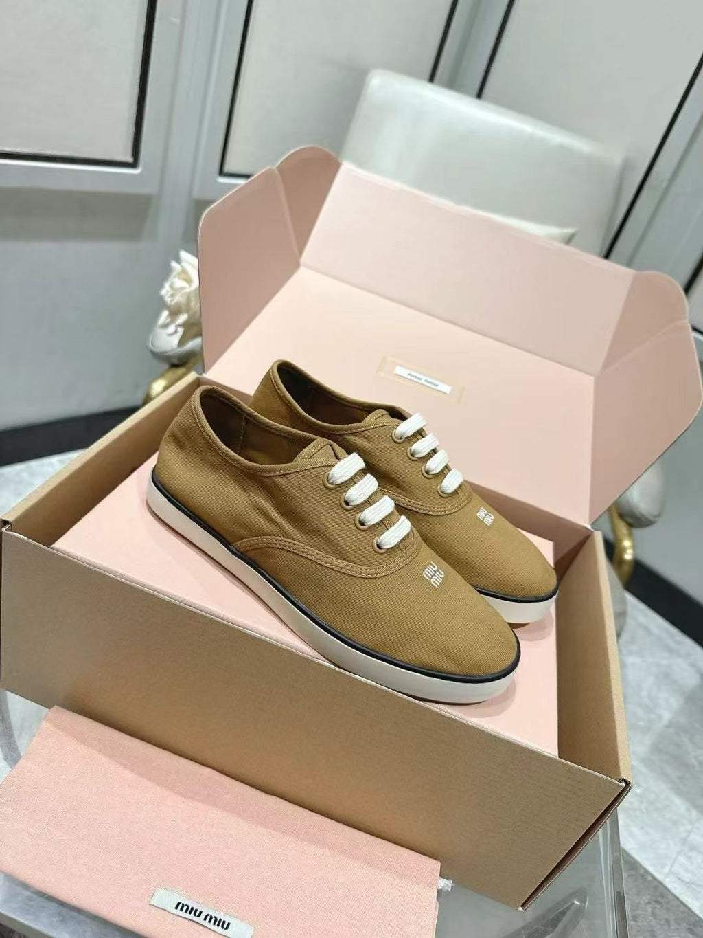 Miu Miu Low-Top Canvas Sneakers — side