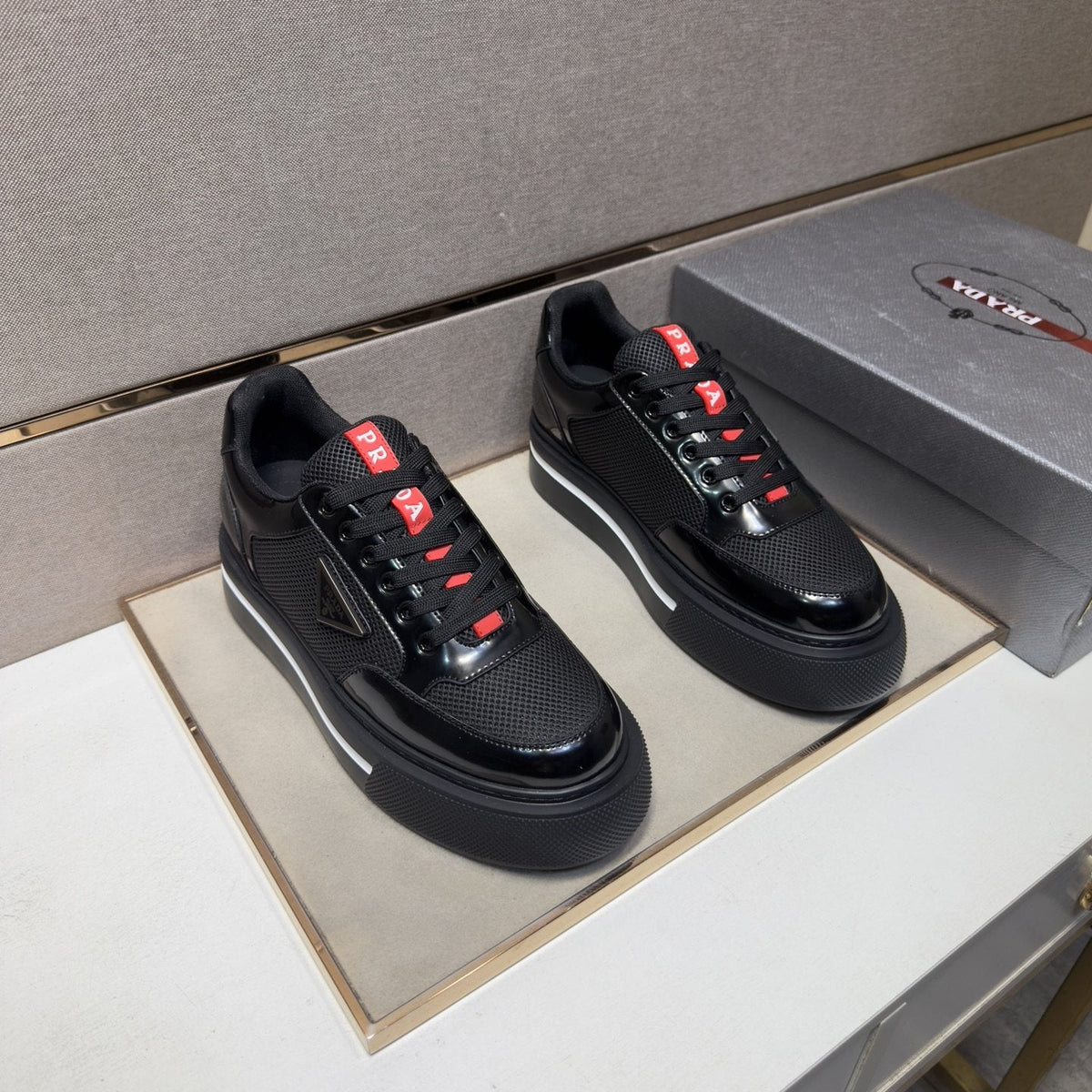 Prada Contrast Panel Low-Top Sneakers — front