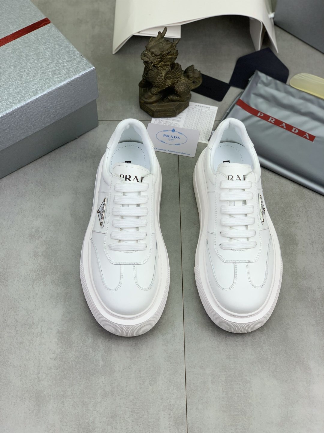 Prada Triangle Panel Low-Top Sneakers — front