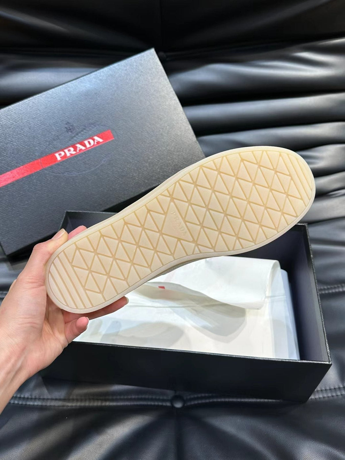 Prada Contrast-Accent Low-Top Sneakers — back