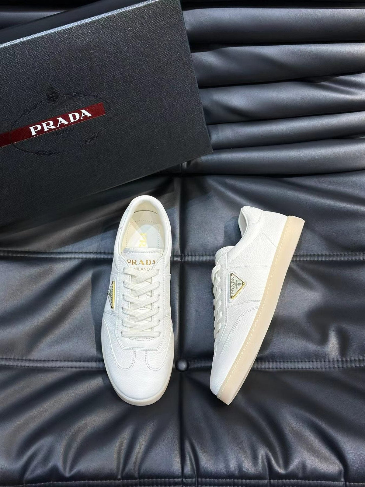 Prada Contrast-Accent Low-Top Sneakers — model