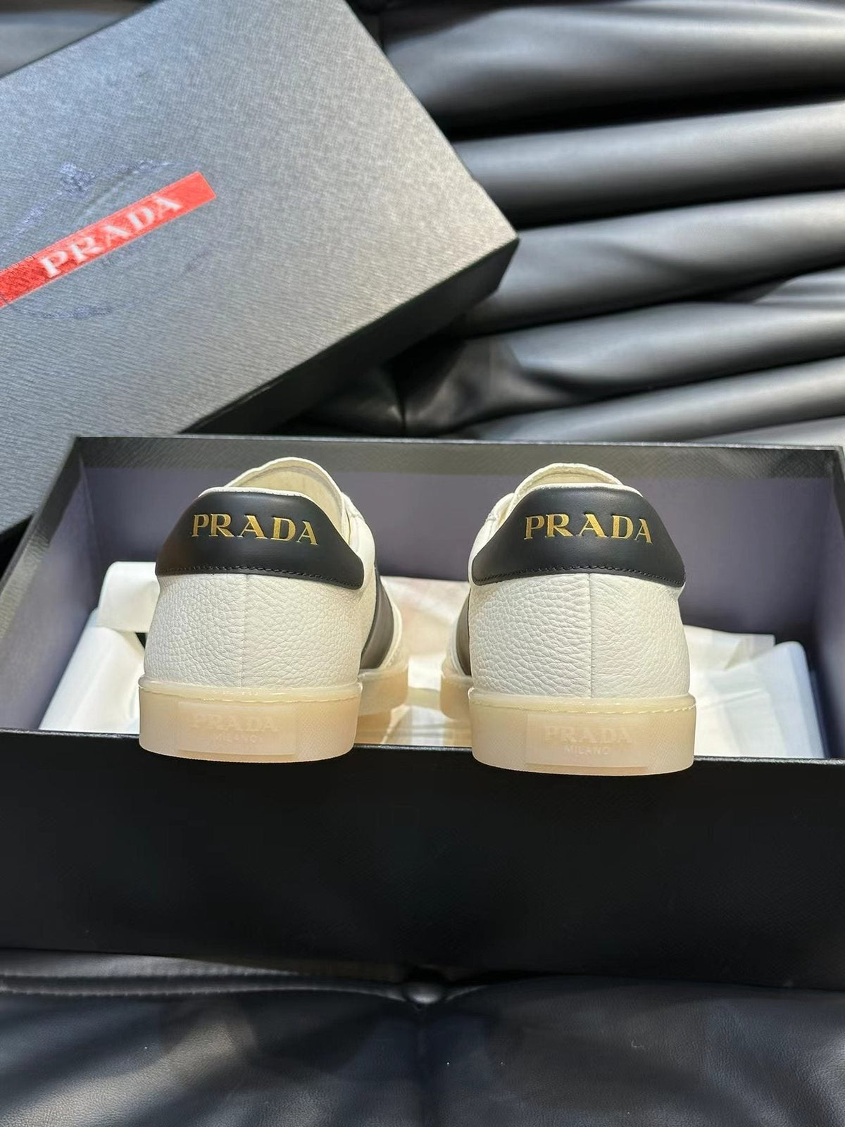 Prada Contrast-Accent Low-Top Sneakers — back