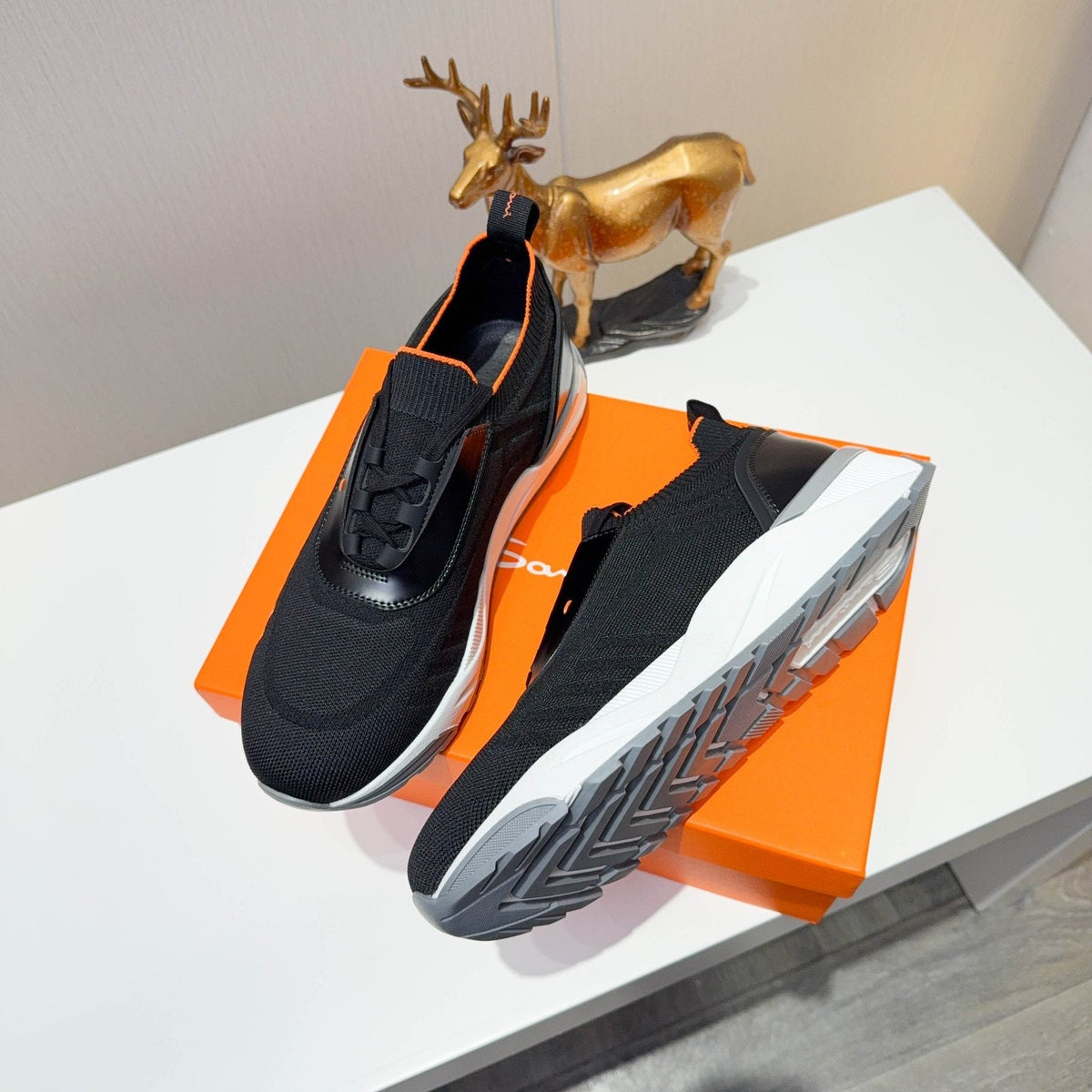 Santoni Men's Knit Lace-Up Sneakers — side