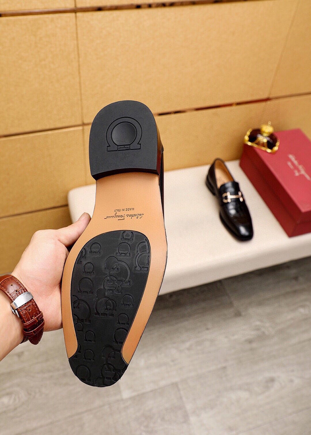 Ferragamo Embossed Bit Loafers — detail