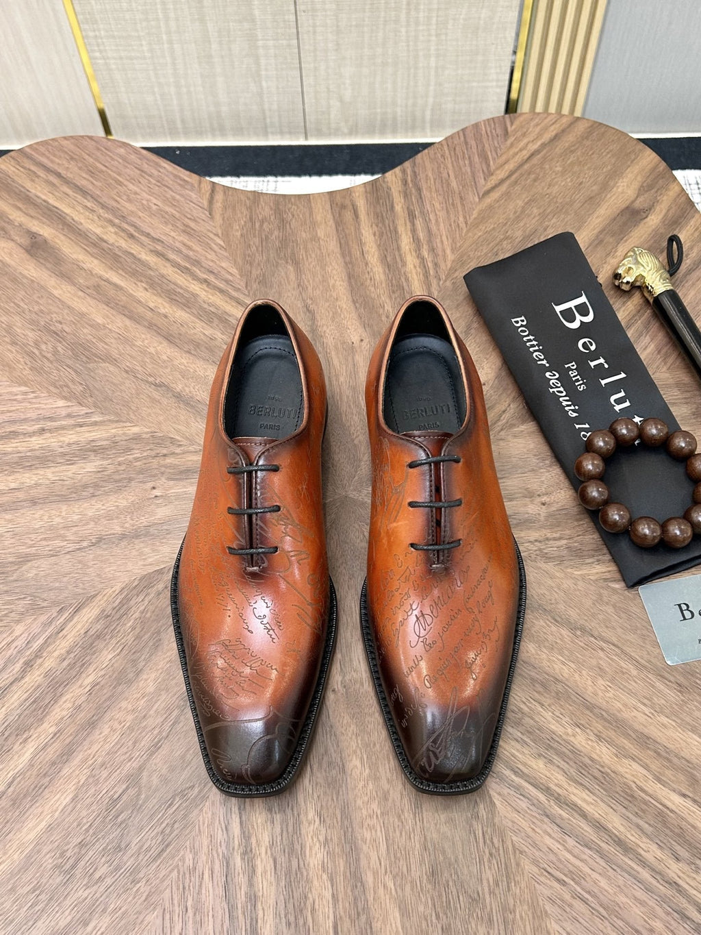 Berluti Burnished Lace-Up Dress Shoes — hero