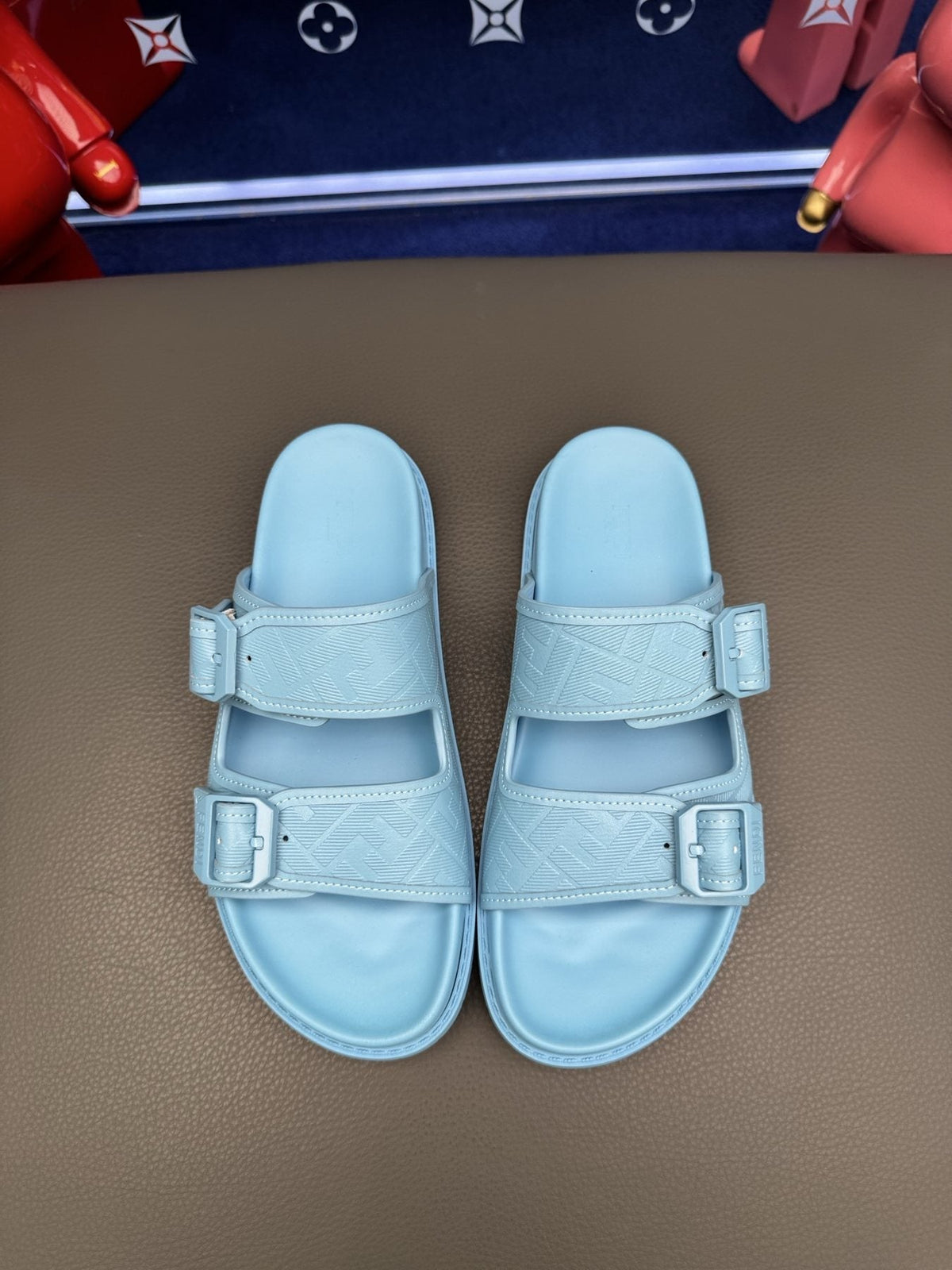 Fendi Two-Buckle Slide Sandals — front