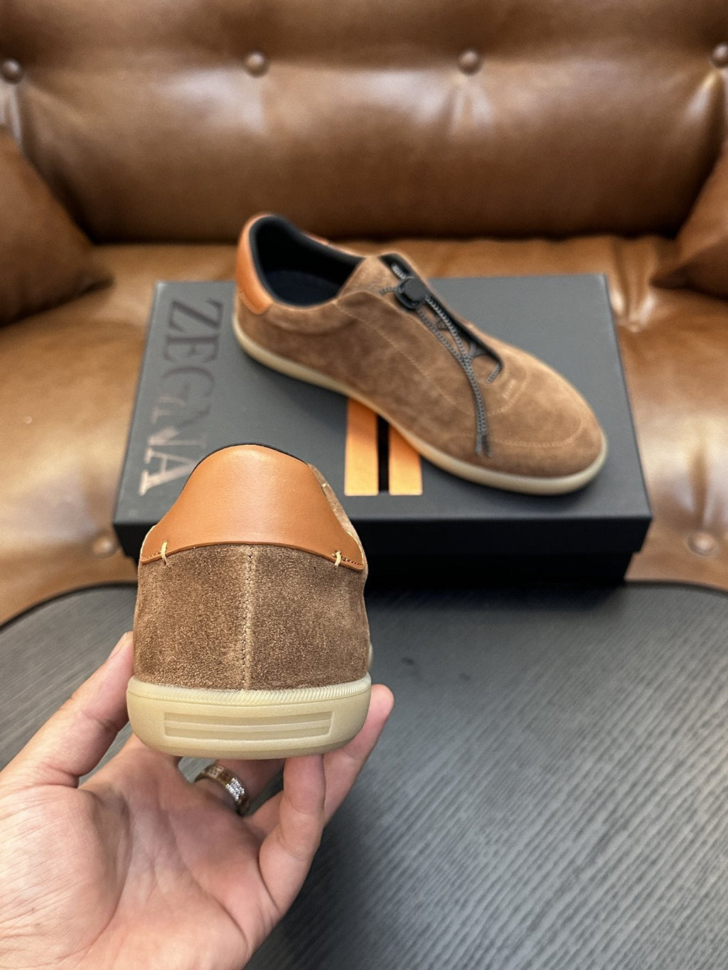 Zegna Triple Stitch Low-Top Sneakers — back