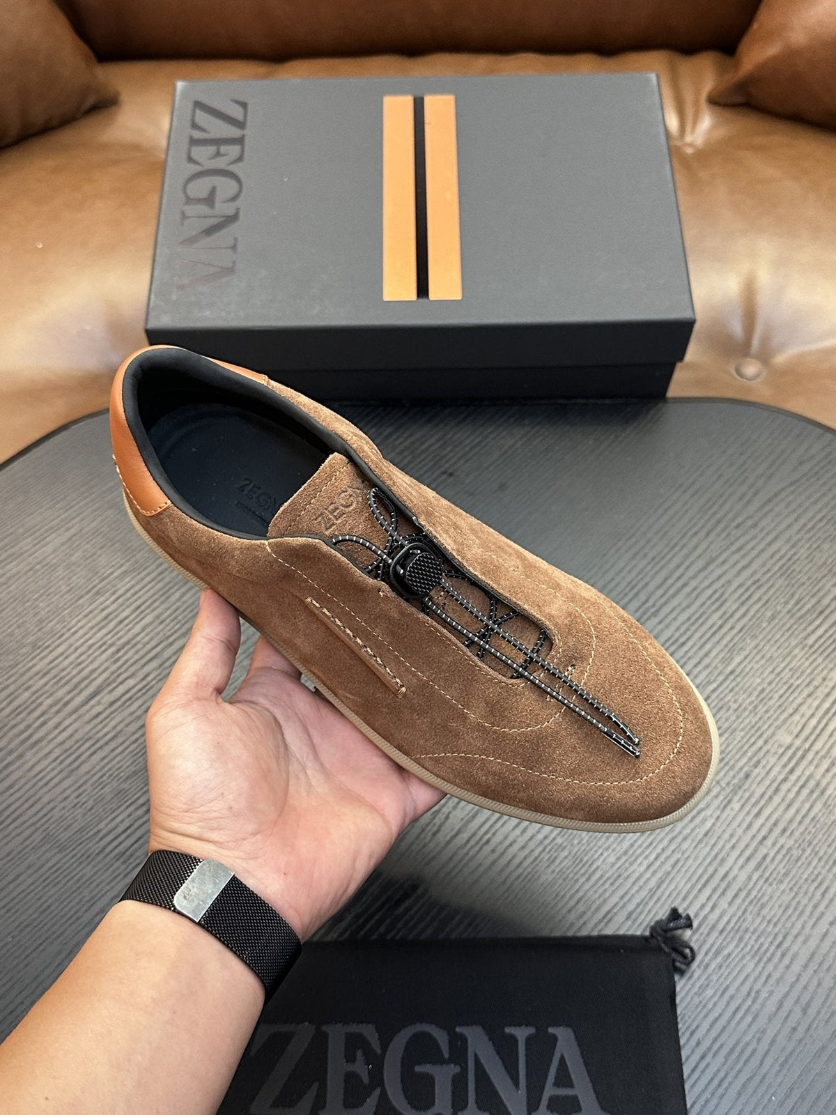 Zegna Triple Stitch Low-Top Sneakers — front