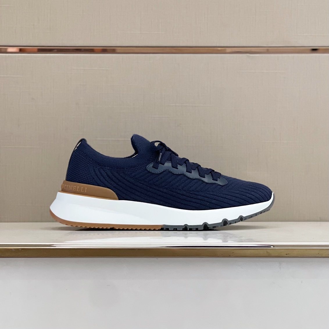 Brunello Cucinelli Knit Lace-Up Sneakers — side