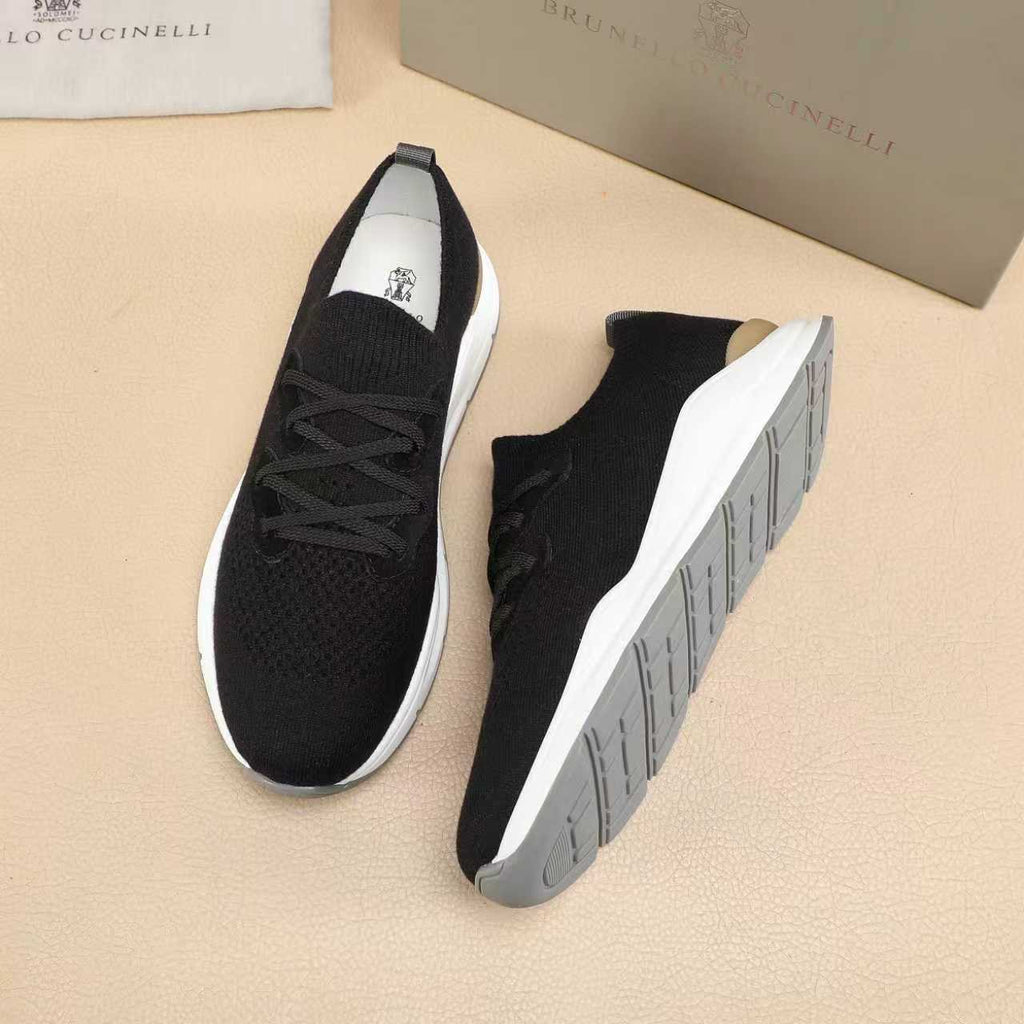 Brunello Cucinelli Knit Lace-Up Sneakers — side