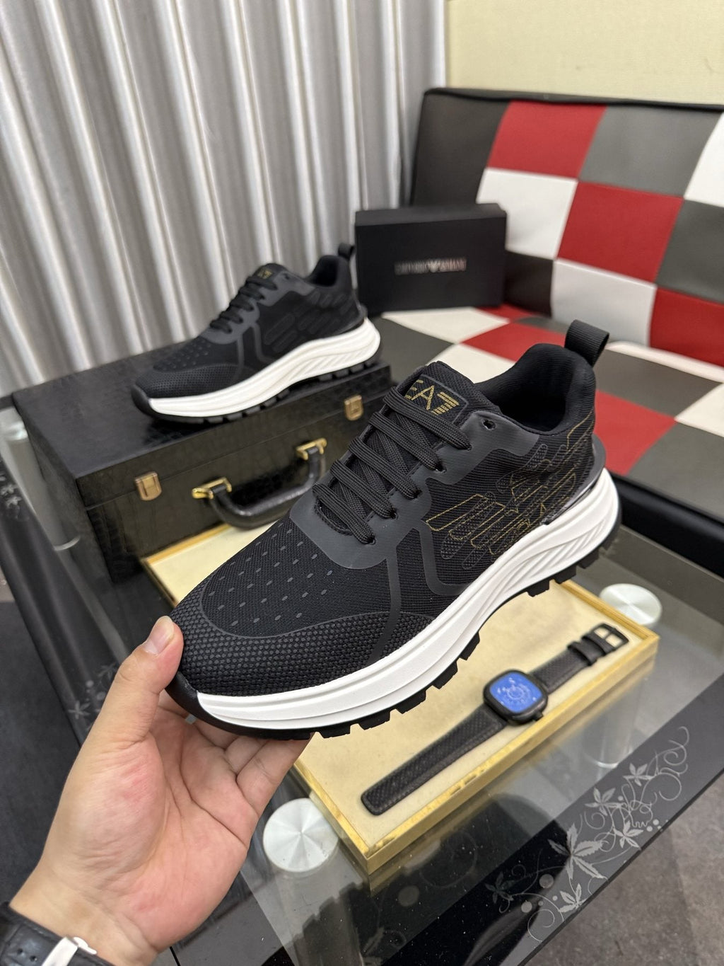 Emporio Armani White Low-Top Sneakers — front
