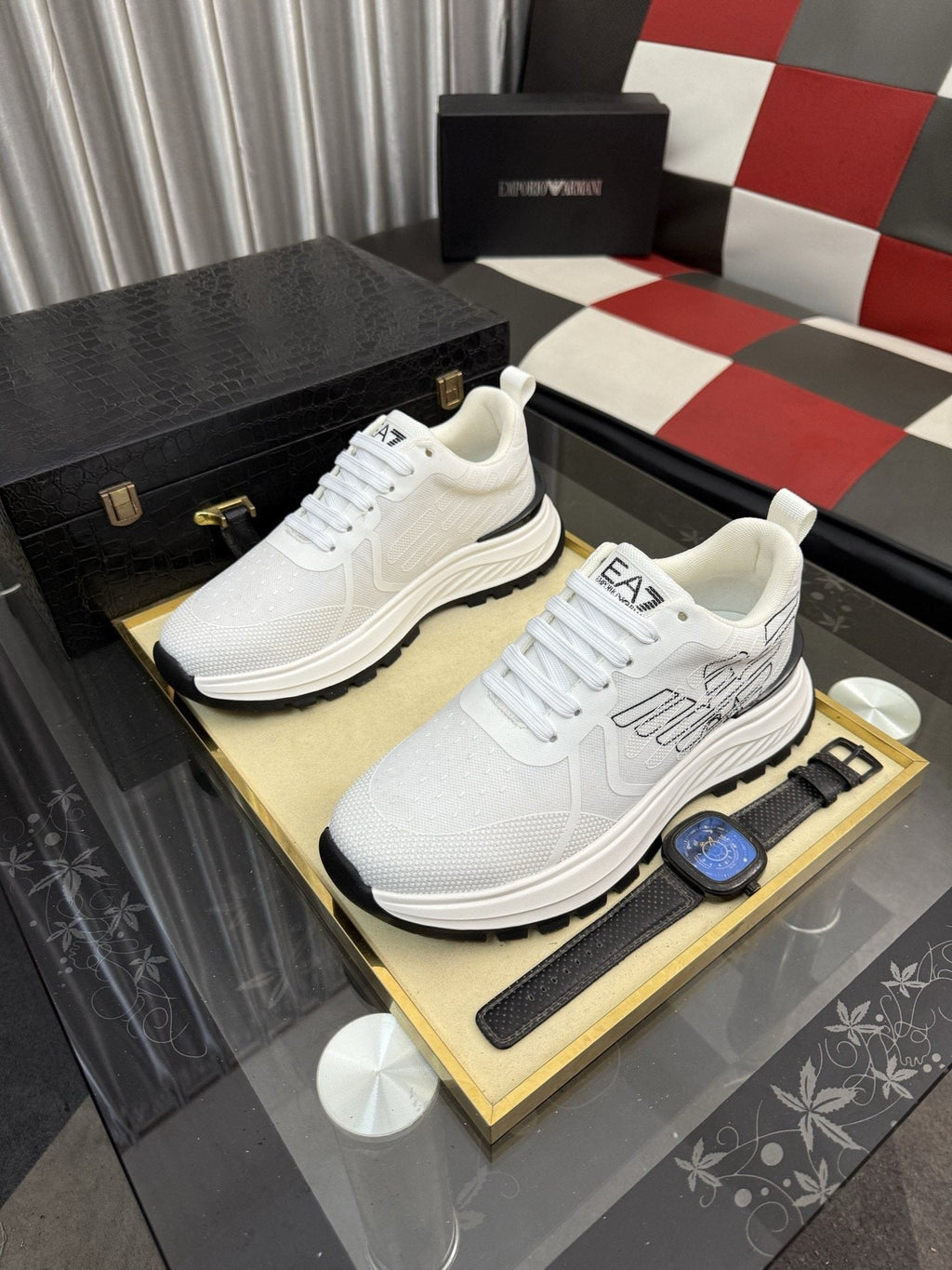 Emporio Armani White Low-Top Sneakers — hero